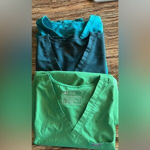 FIGS Women's Scrub Tops in Teal, Navy, and Kelly Green